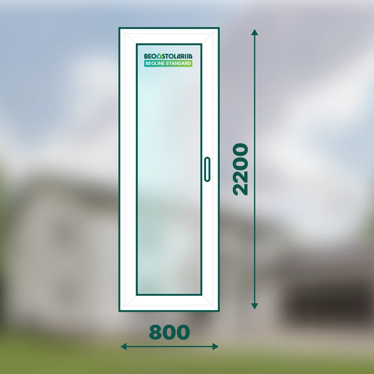 Beostolarija PVC balkonska vrata jednokrilna 800x2200 Beoline Standard