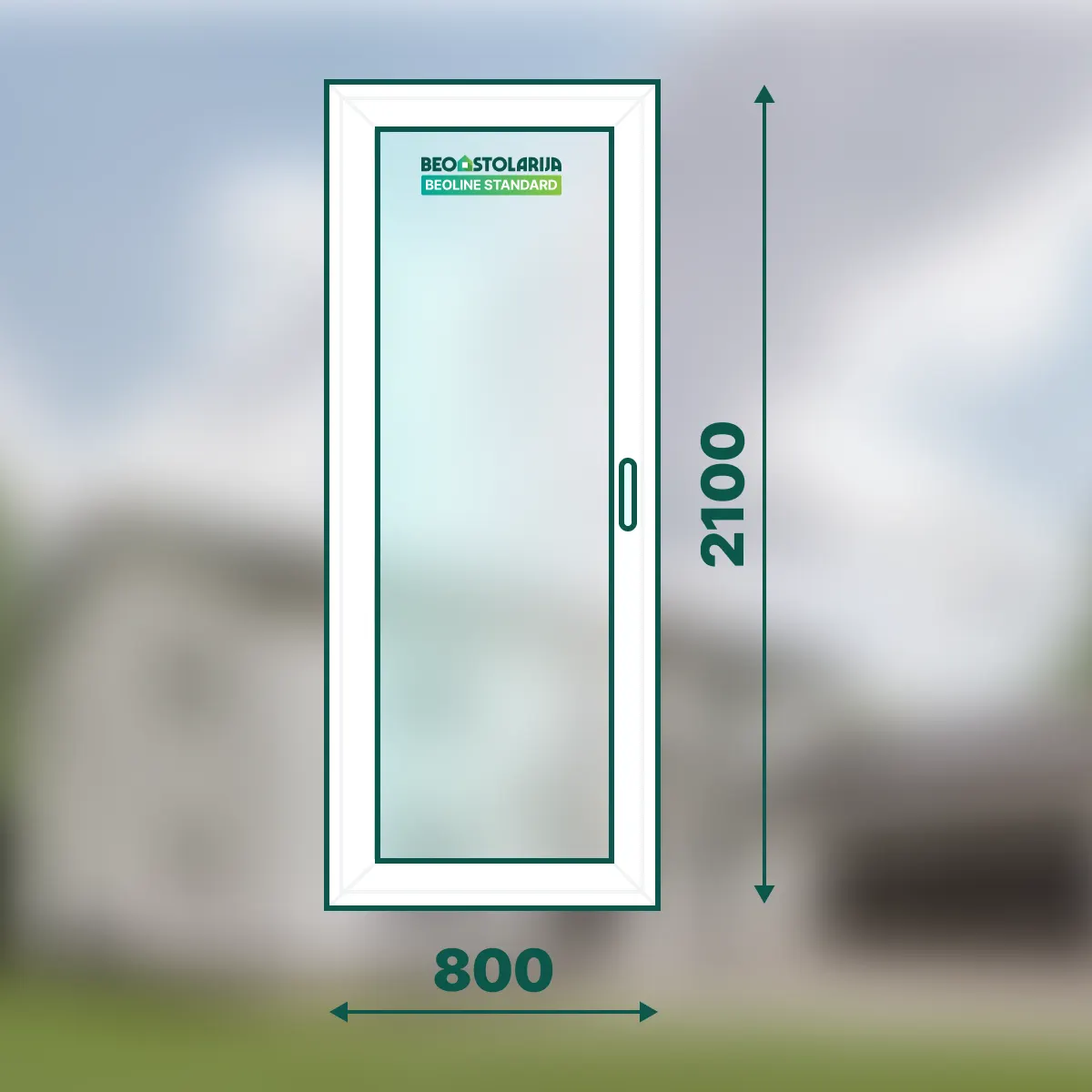 Beostolarija PVC balkonska vrata jednokrilna 800×2100 Beoline Standard