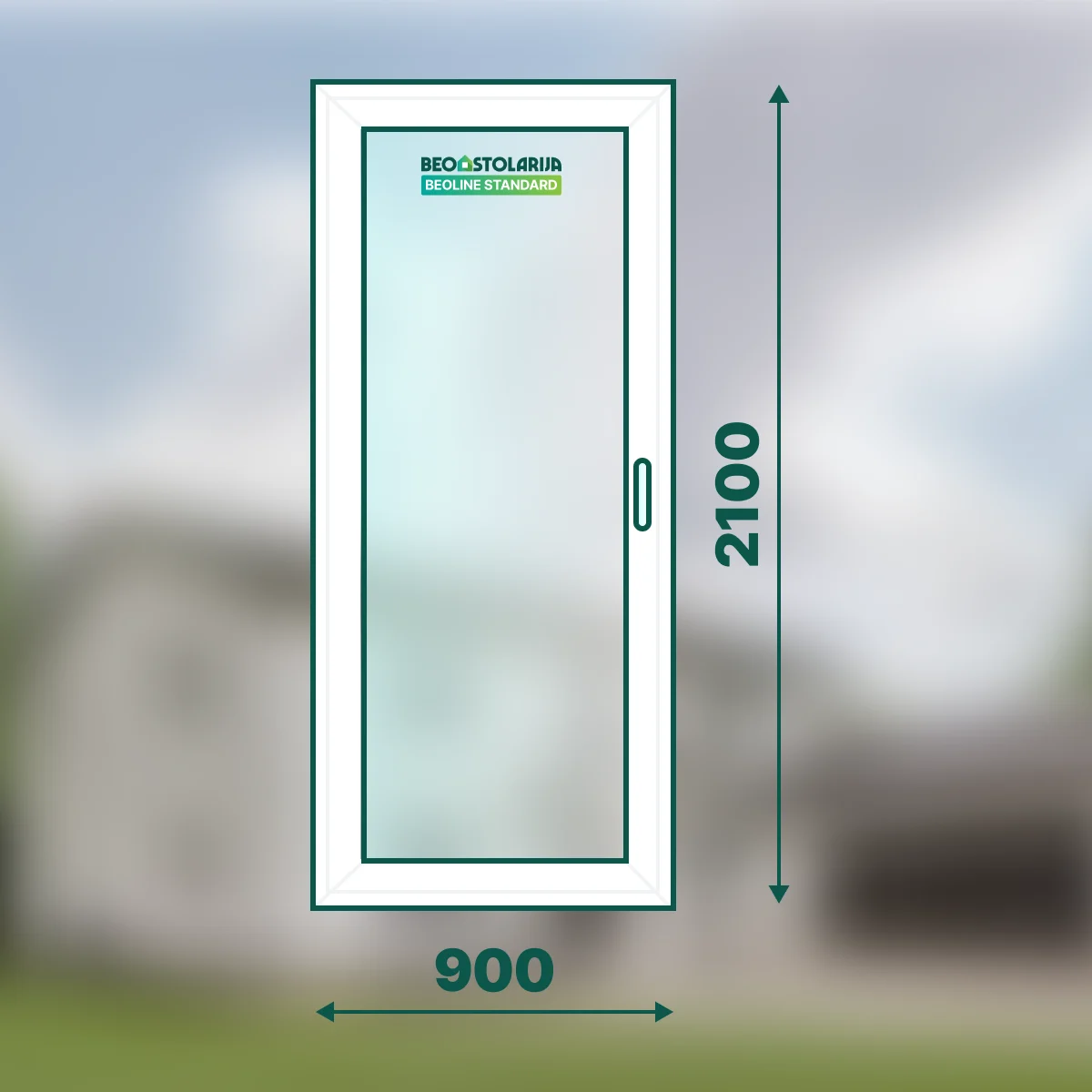 Beostolarija PVC balkonska vrata jednokrilna 900×2100 Beoline Standard