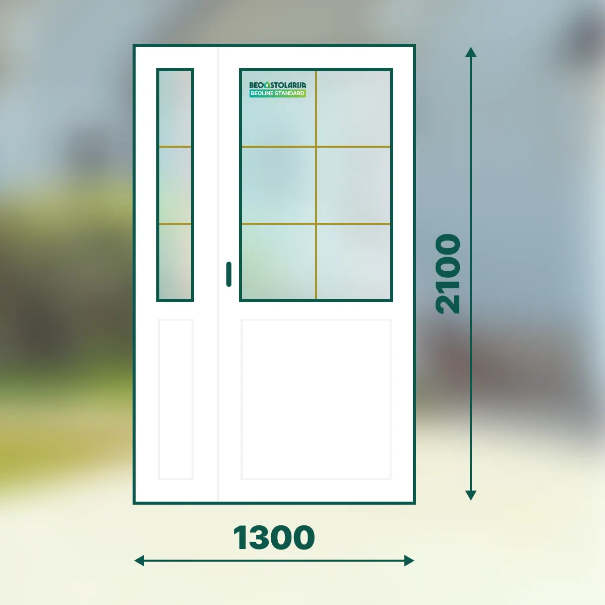 Beostolarija PVC karolaj ulazna vrata dvokrilna 1300x2100 Beoline Standard