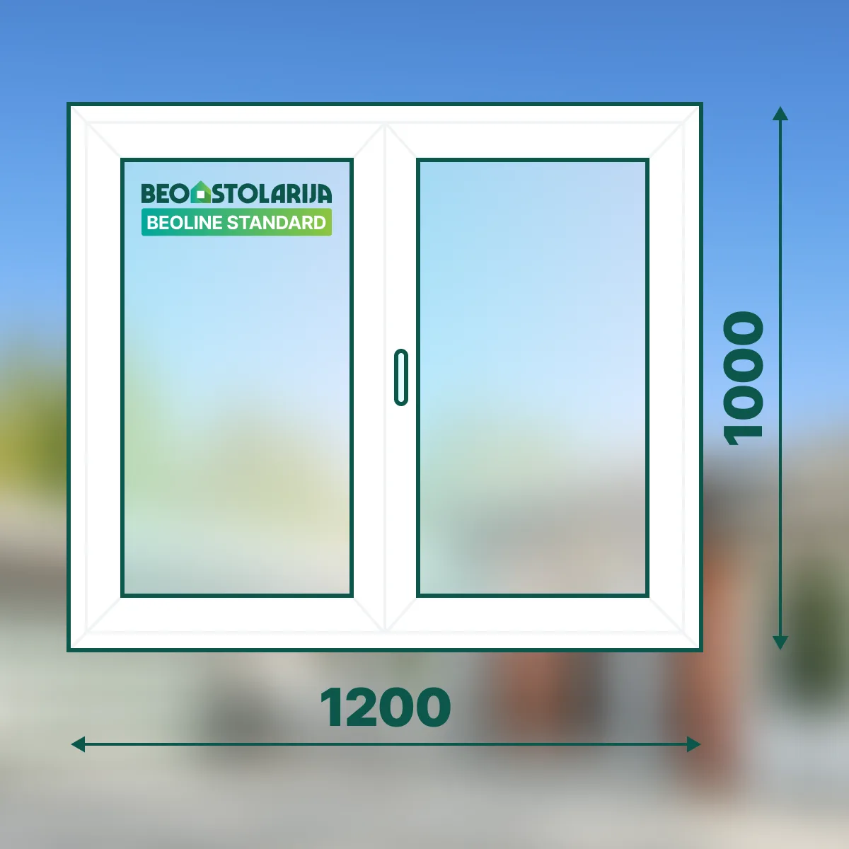 Beostolarija PVC prozor dvokrilni sa laznom preckom 1200x1000 Beoline Standard