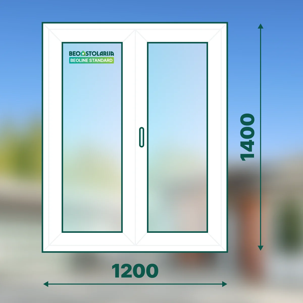 Beostolarija PVC prozor dvokrilni sa laznom preckom 1200x1400 Beoline Standard