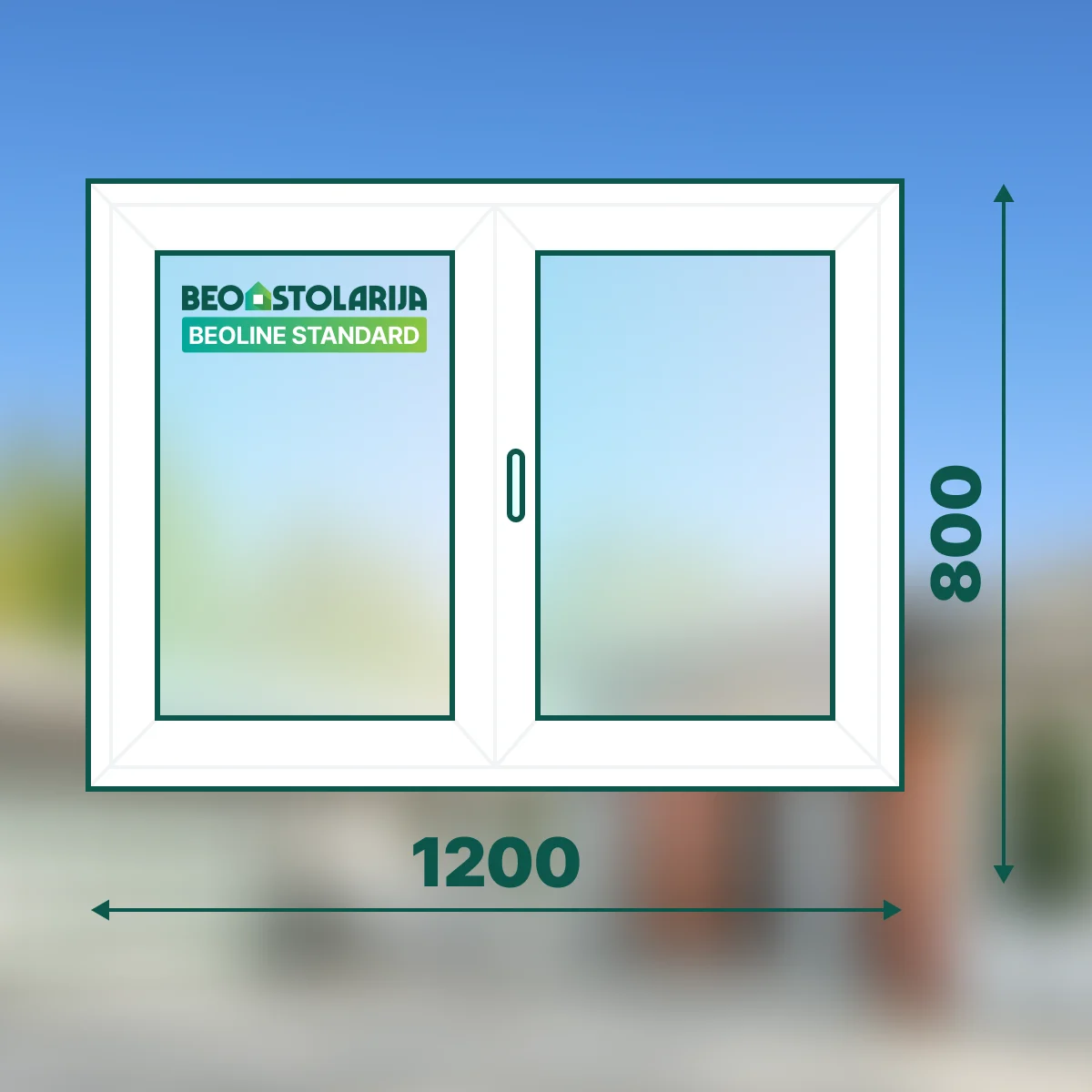 Beostolarija PVC prozor dvokrilni sa laznom preckom 1200x800 Beoline Standard