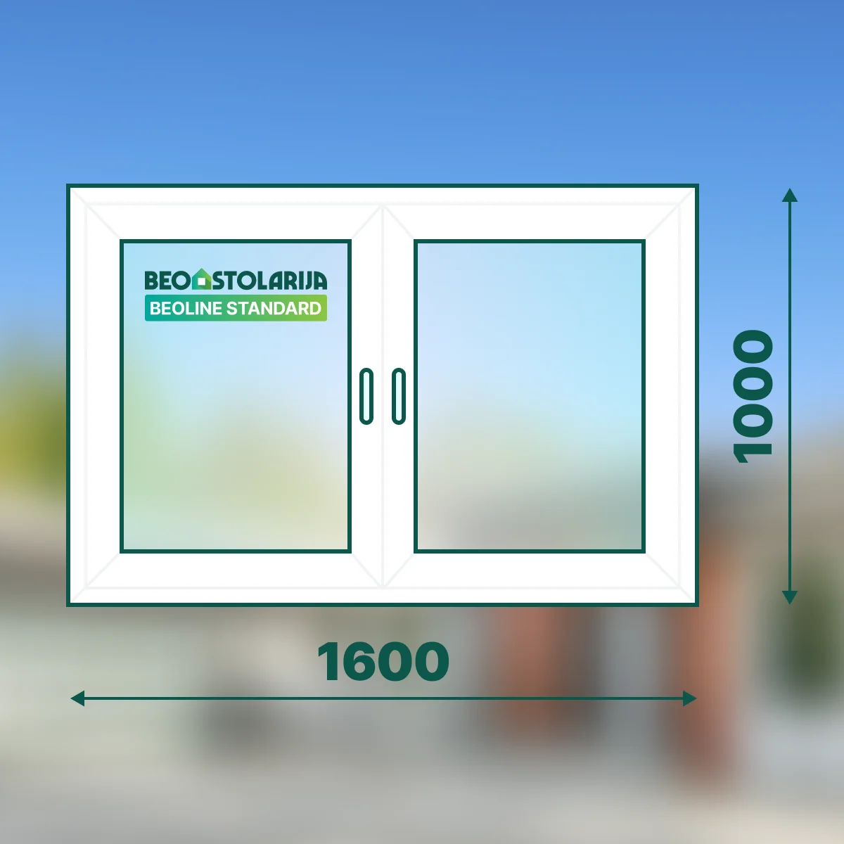 Beostolarija PVC prozor dvokrilni sa stubom 1600x1000 Beoline Standard