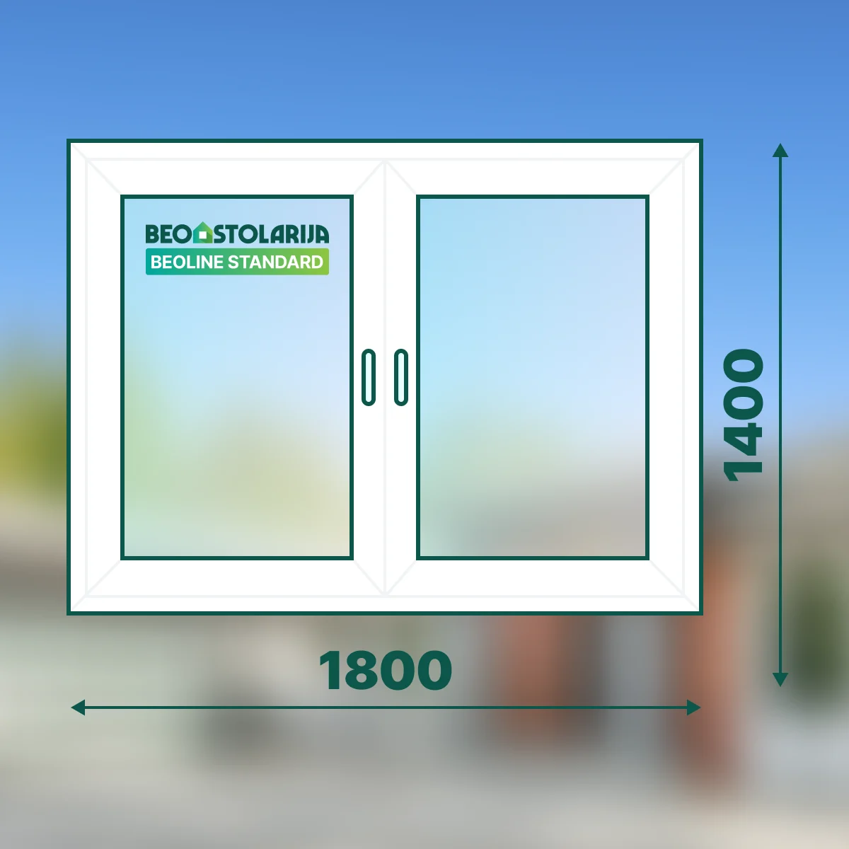 Beostolarija PVC prozor dvokrilni sa stubom 1800x1400 Beoline Standard