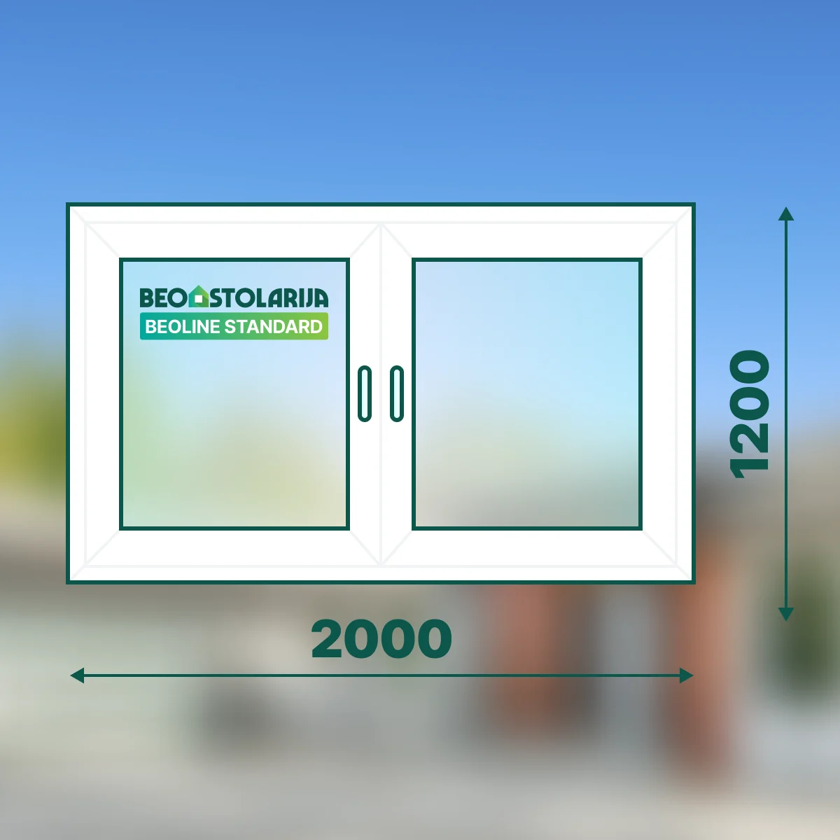 Beostolarija PVC prozor dvokrilni sa stubom 2000x1200 Beoline Standard