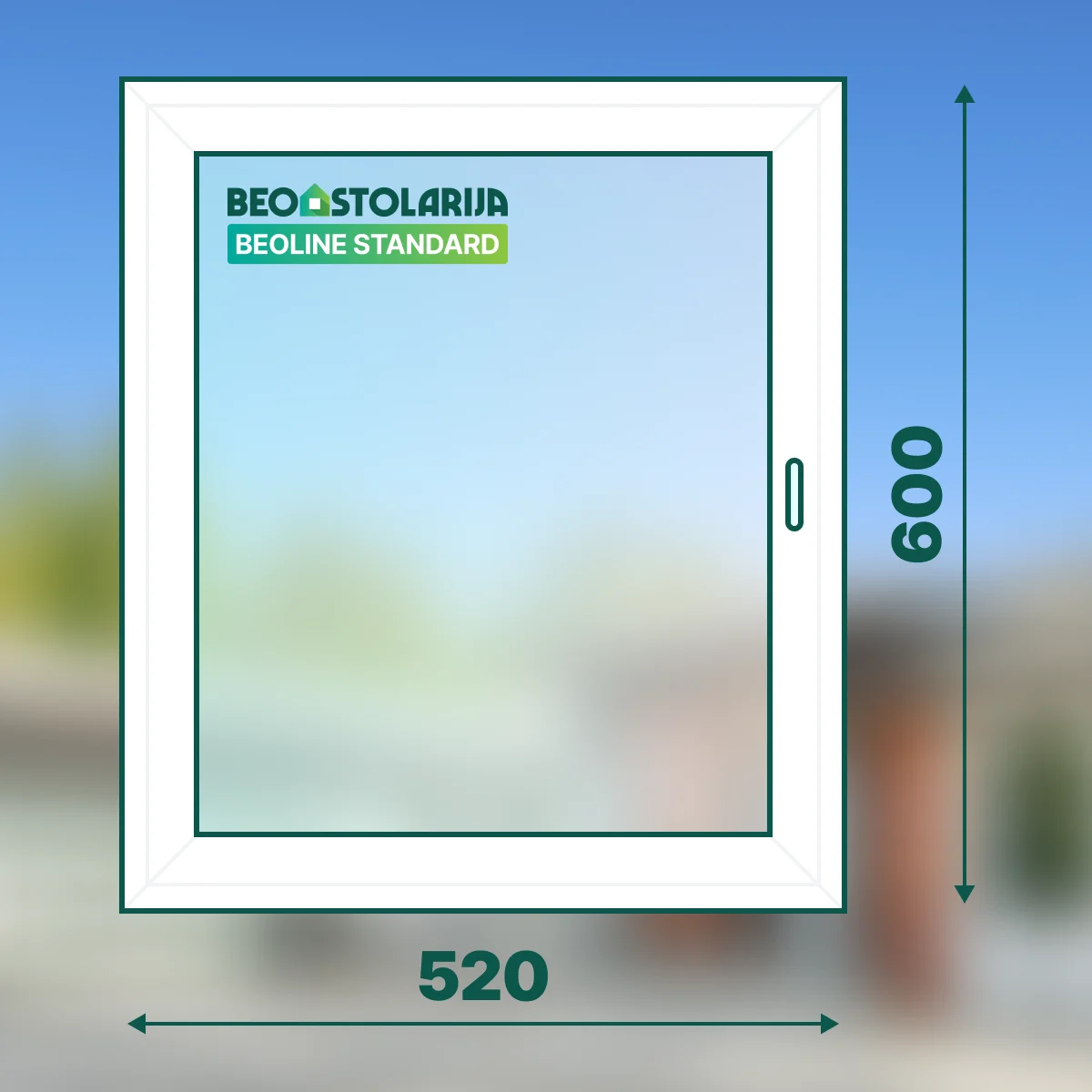 Beostolarija PVC prozor jednokrilni 520x600 Beoline Standard