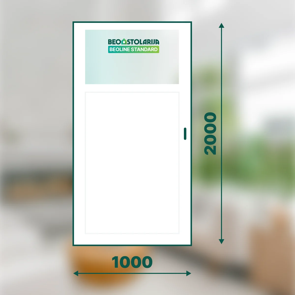 Beostolarija PVC sobna vrata sa staklom 1000x2000 Beoline Standard