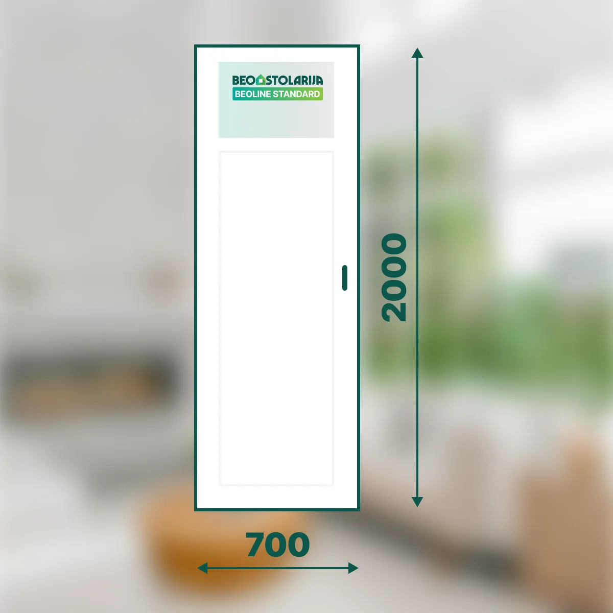 Beostolarija PVC sobna vrata sa staklom 700x2000 Beoline Standard