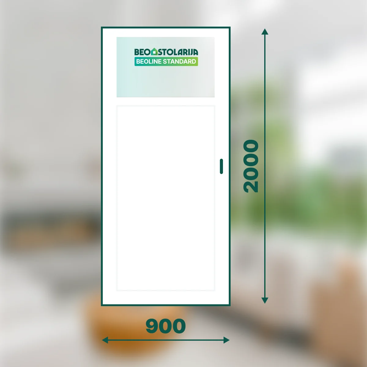 Beostolarija PVC sobna vrata sa staklom 900x2000 Beoline Standard