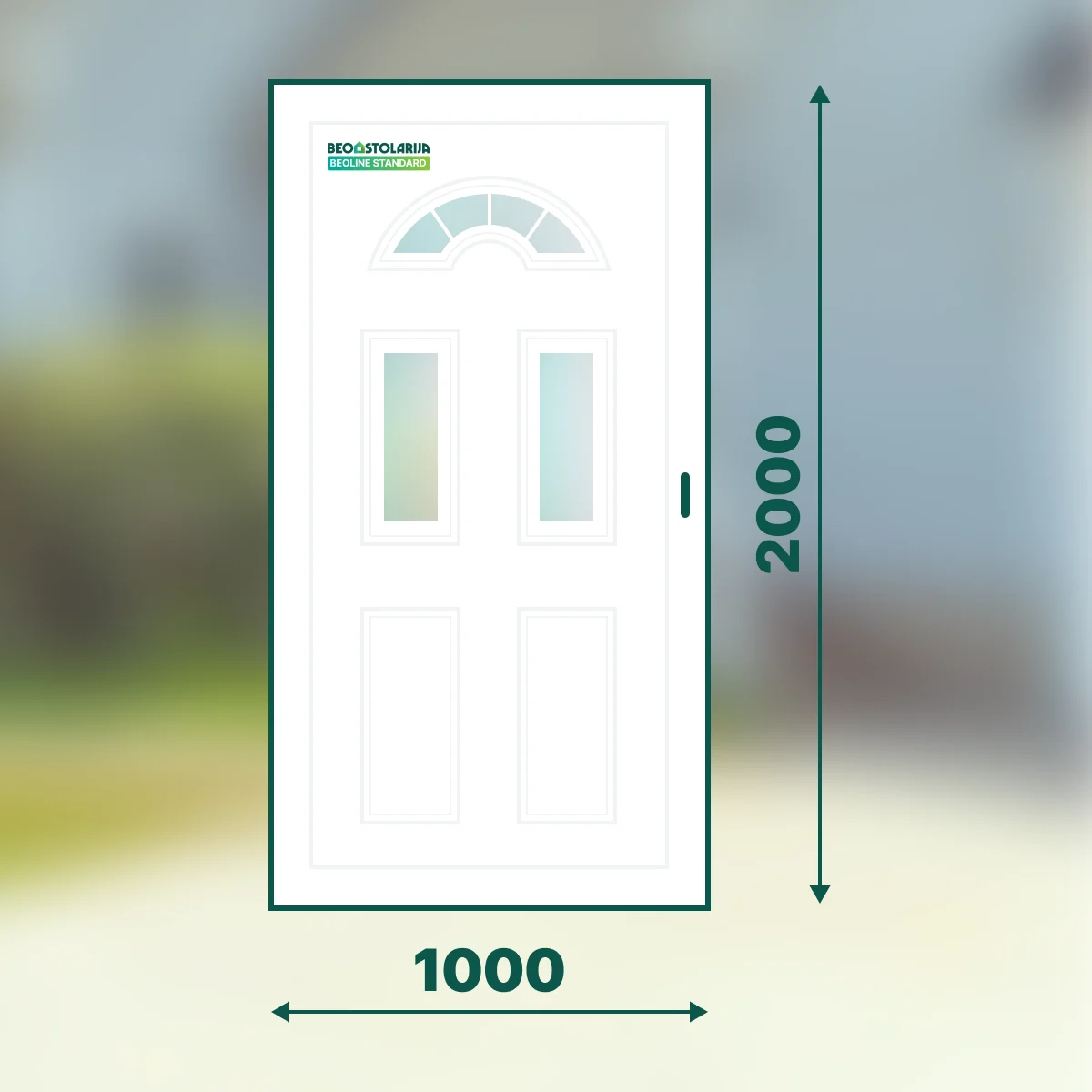 Beostolarija PVC ulazna vrata sa ukrasnim panelima jednokrilna 1000×2000 Beoline Standard