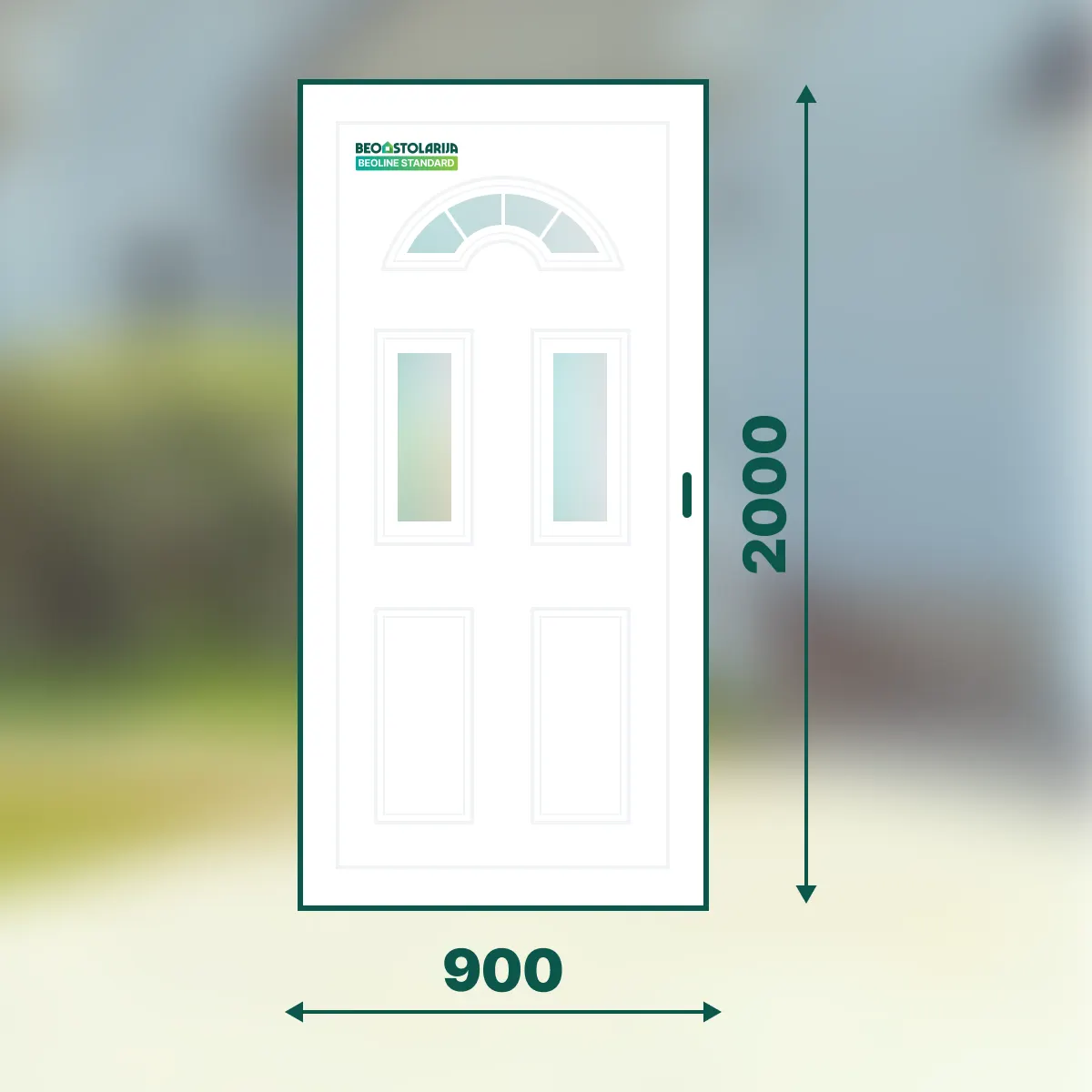 Beostolarija PVC ulazna vrata sa ukrasnim panelima jednokrilna 900x2000 Beoline Standard