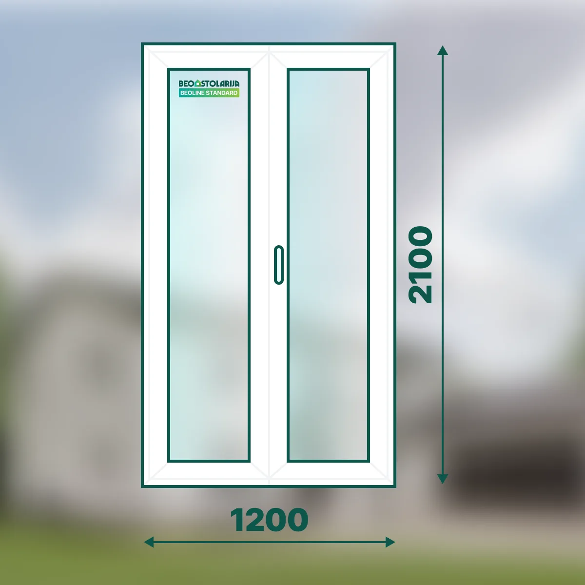 Beostolarja PVC balkonska vrata dvokrilna 1200×2100 – Beoline Standard