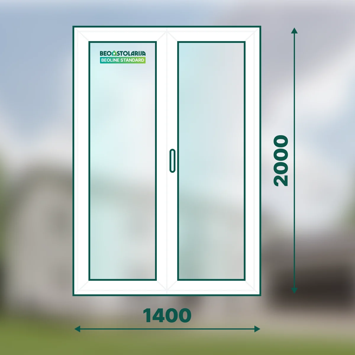 Beostolarja PVC balkonska vrata dvokrilna 1400×2000 – Beoline Standard
